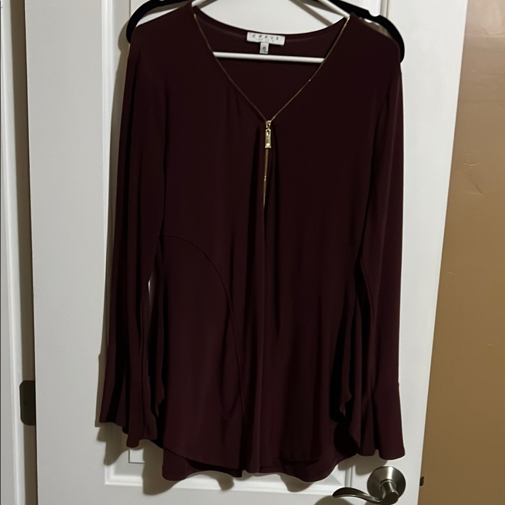 Women's Burgundy Long Sleeve Top